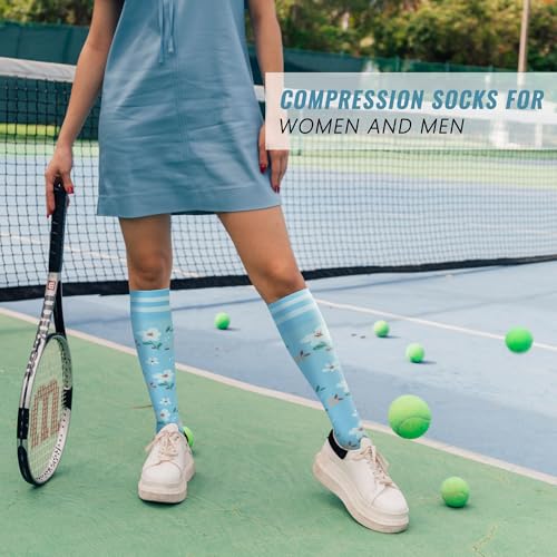 Fenglaoda Large-X-Large Compression Socks Women Men 4 Pairs Support for Running Travel