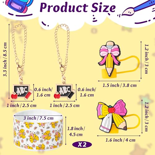 Silicone Cup Accessories Set with Straw Covers & Charm - Back to School
