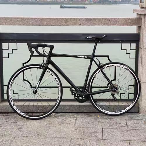 700C Road Bike Frameset - Aluminum Alloy Frame with Carbon Fork, Black, 56cm