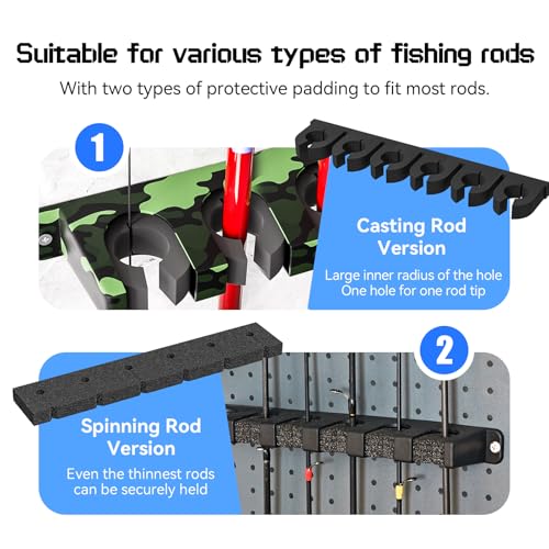 Vertical Fishing Rod Holder - Wall-Mounted for 6 Rods - Black
