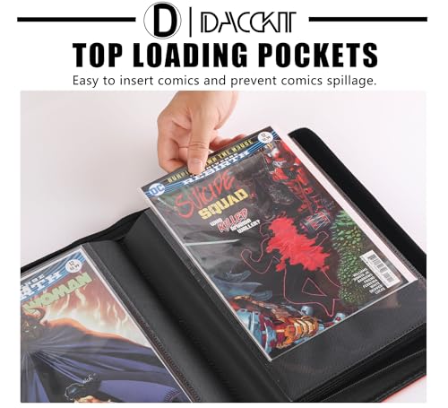 D DACCKIT Comic Binder with Sleeves - Holds 24 Comics, Classic Black