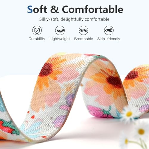 Odbeai Daisy Color Stretchy Bands for Fitbit Versa 3/4 & Sense 2 - Stylish Watch Strap
