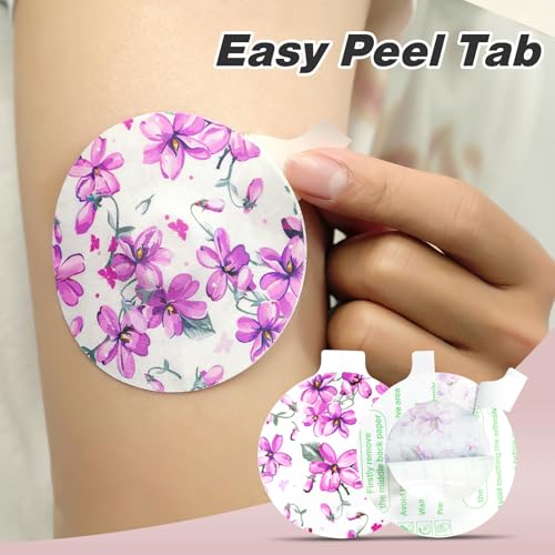 30Pack Waterproof Libre 3 Plus Sensor Covers - Floral Fantasy, Easy-Peel Backing