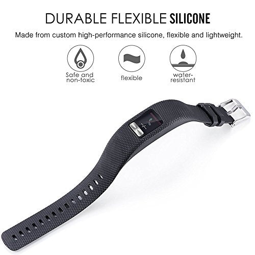 Soft Silicone Replacement Band for Garmin Vivofit 4 - Black, Large