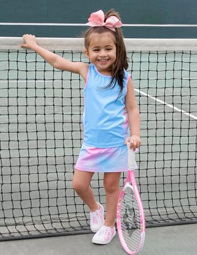 Tie Dye Girls Tennis Dress with Pockets Sleeveless Skirt Set 9-10 Years