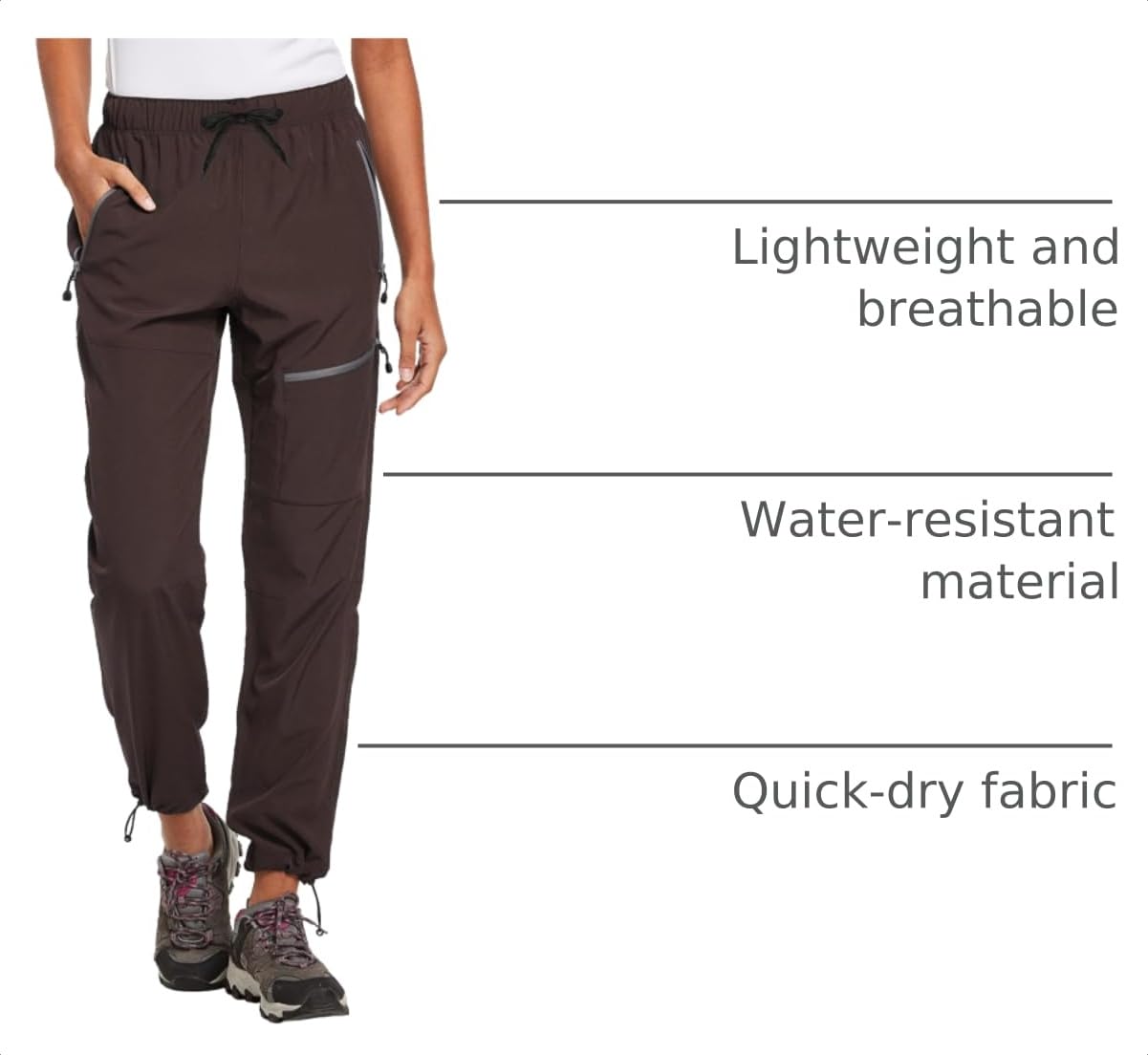 baleaf Women's Hiking Pants Quick Dry Lightweight 27''-Trip Brown 2XL