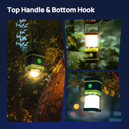 Consciot 1000LM Battery Powered LED Camping Lantern - 4 Light Modes, Dimmable, Water-Resistant, Pack of 1, Light Green