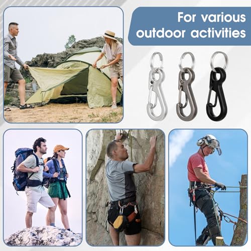 12-Piece Mini Carabiner Clips - 1-Inch Zinc Alloy Spring Hooks - 3 Colors