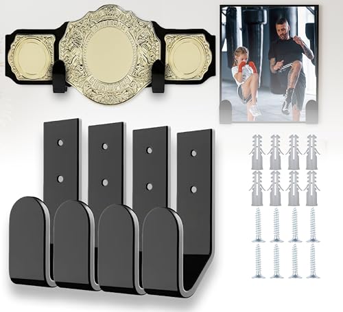 Corztg Championship Wrestling Belt Wall Mount Display Case – Black, 4 Pcs