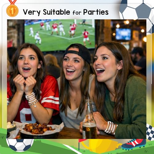 Soccer Beaded Bracelets Set for Girls - 6PCS Stackable Jewelry
