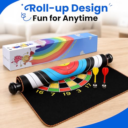 Rainbow Magnetic Dart Board for Kids - Double-Sided Indoor & Outdoor Toy Set