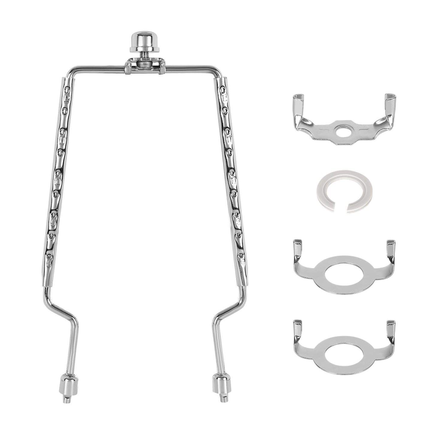 Lamp Harp Kit,Adjustable Lamp Shade Holder, harp and finial for lamp,Lamp Shade Holder Fits 8 9 10 11 12 inch Shades, with Lamp Rod and E14 E26 E27 Light Base UNO Fitter Adapter Converter Finial Set