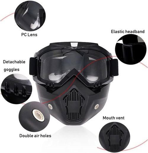 YBJMSFA MICH Airsoft Helmet and Mask Set,Airsoft Maskwith Detachable Anti-Fog Goggles Protective Full Face Tactical Mask for CS Airsoft Shooting Halloween Cosplay Cycling Party