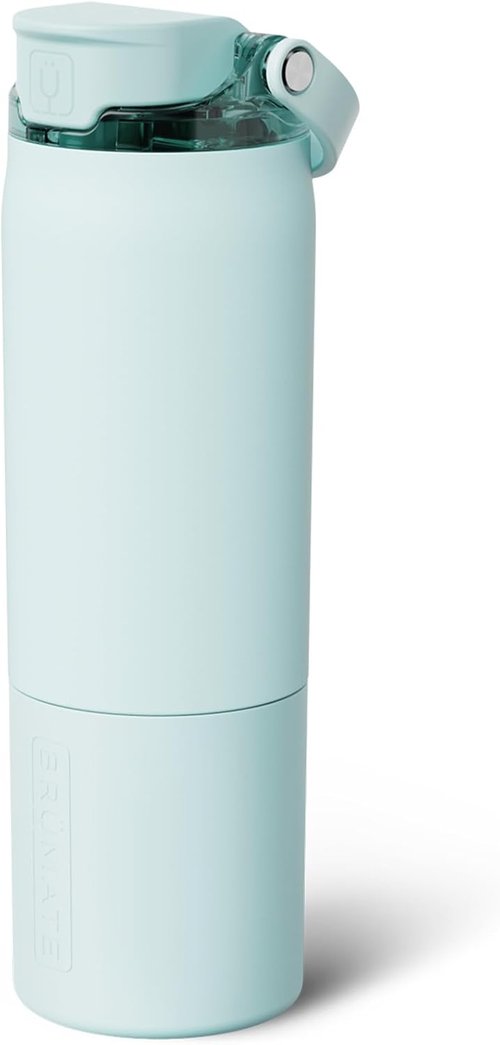 BrüMate Rise 25oz Insulated Water Bottle - 100% Leakproof Silicone Straw | BPA-Free | Cup-Holder Friendly (Blue Agave)