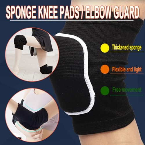 YINXIAQIYE Medium Black White Volleyball Knee & Elbow Pads, Breathable Sports Protective Gear