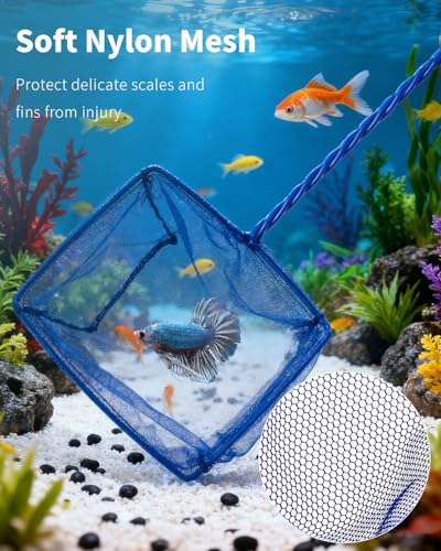 6 Inch Fish Net for Aquarium - Soft Nylon Mesh & Metal Handle