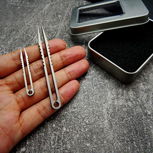 Mini Titanium Alloy Tweezers Set - 2pcs Portable Silver