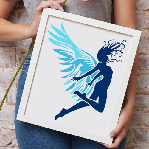 FINGERINSPIRE 4 PCS Angel Bird Wings Stencil with a Paint Brush 11.8x11.8 inch Large Angel Wings Stencil 4 Styles Dreamy Wings Pattern Templates for Painting on Wood Wall Furniture DIY Home Decor