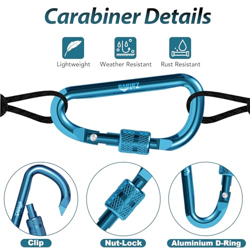 Aluminum D-Clip Carabiner Keychain - 2 Inch, 6 Colors