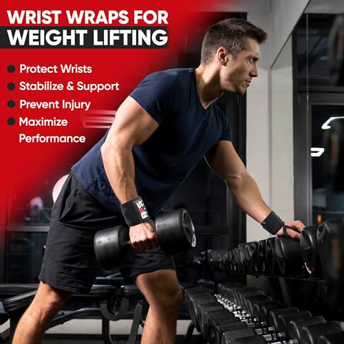 18" Premium Wrist Wraps for Weightlifting - Full Black