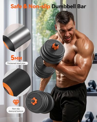Adjustable Dumbbell Set, 5-in-1 Free Weight 45LB (22.5LB Pair) for Home Gym