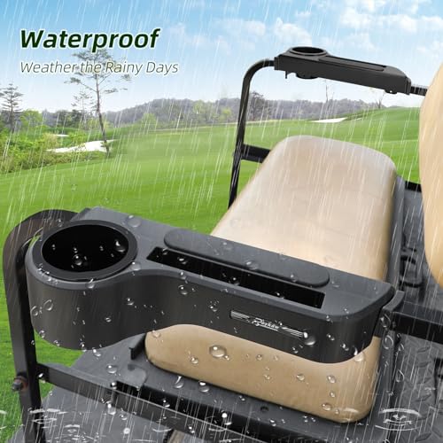 Golf Cart Armrest with Cup Holder & Phone Holder - Black