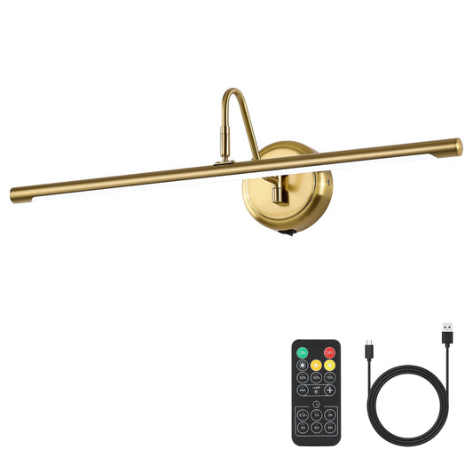 JOOSENLUX Battery Operated Picture Lights Modern Wireless Wall Lights 24.4" Inch Dimmable Under Counter Lights for Kitchen with Swing Arm as Canvas Wall Sconce Light Brass 3000K CRI95+