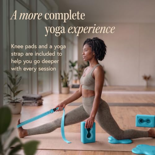 Yoga Blocks Set with Wrist Support & Knee Pads - Blue