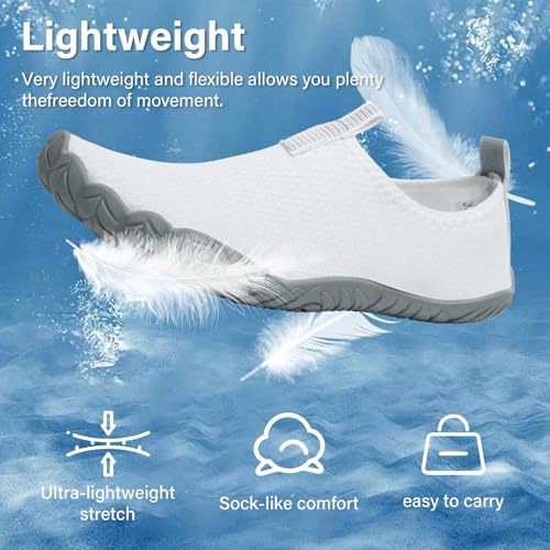 Quick-Dry Aqua Water Shoes for Women & Men - White-2 (8.5/7.5)