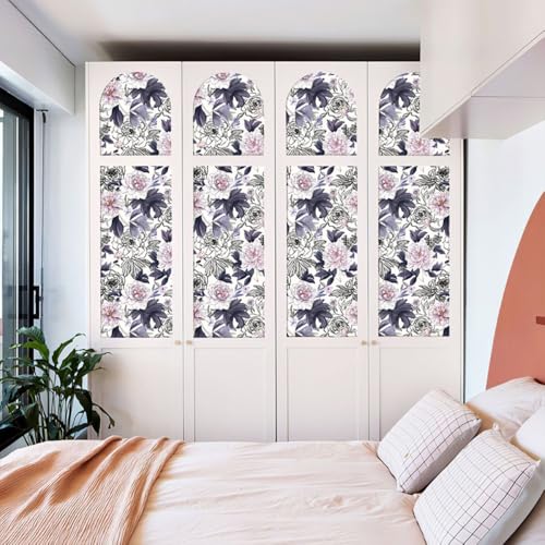 GeRRiT 17.32"x118" Purple Peel and Stick Wallpaper Watercolor Floral Wall Paper Self-Adhesive Contact Paper for Bedroom Bathroom