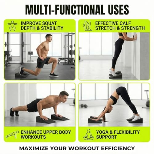 Pack of 2 Squat Wedges - EVA Foam Exercise Blocks for Yoga and Fitness