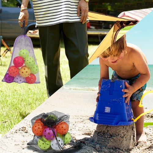 Mesh Drawstring Ball Bag - Purple 18"x12" for Gym, Swim & Laundry