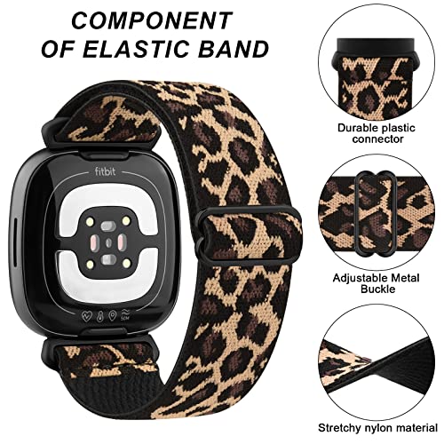 Elastic Nylon Watch Band for Versa 4, Versa 3, Sense 2 - Leopard