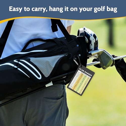 Golf Club Range Chart Card - Sturdy Yardage Cheat Sheet with Clip