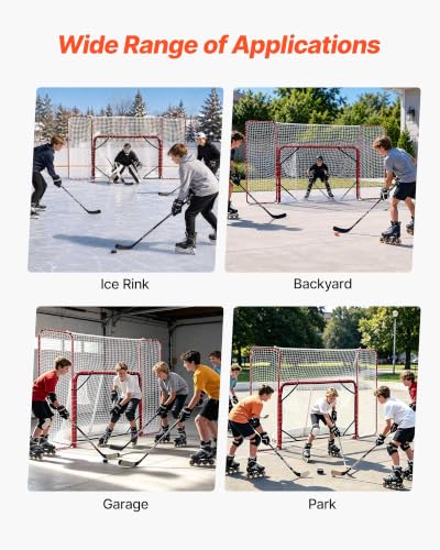 Portable Steel Hockey Goal with Backstop & Targets - 10x6FT