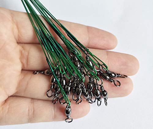 60PCS Nylon-Coated Fishing Wire Leaders with Swivels & Snaps - 3 Sizes, Durable & Abrasion-Resistant