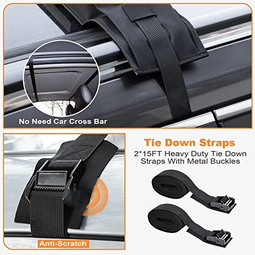 Universal Soft Roof Rack Pads for Kayak, Surfboard, SUP - 15FT Straps