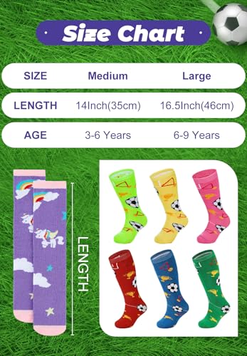 Toddler Girls Soccer Knee High Socks - Breathable Cotton - 6-9 Years Pink