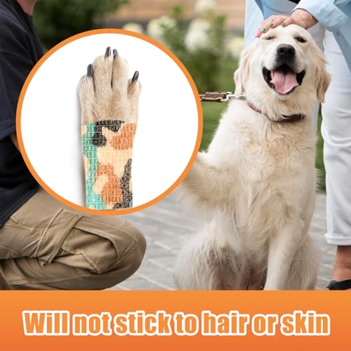 Cohesive Vet Wrap for Dogs & Cats - 6 Rolls, 2" x 5 Yards, Camouflage