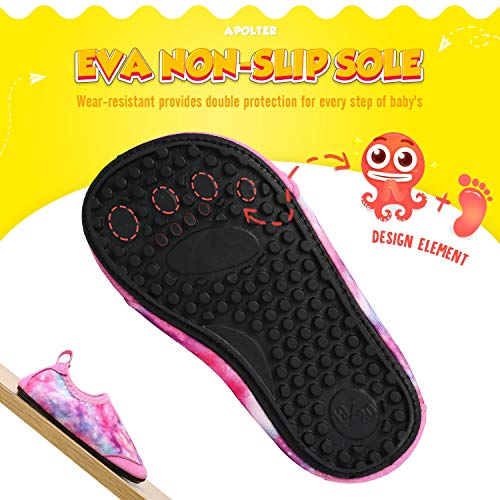 Apolter Toddler Water Shoes Galaxy Pink 9-10 Aqua Socks Non-Slip Beach Pool