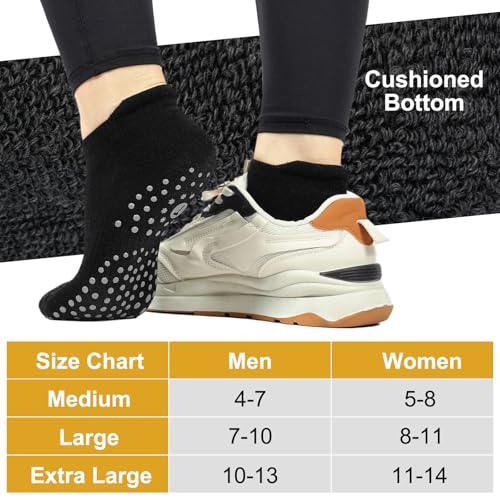 Non-Slip Grip Socks for Men - 4 Pairs in Pink, Black, Ivory, Grey