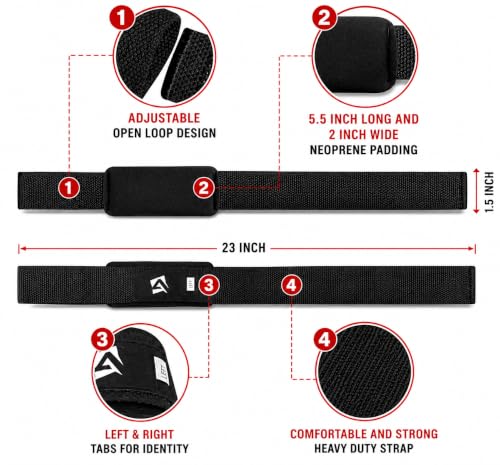 Weight Lifting Straps - Padded Cotton Gym Wrist Straps - Original Black