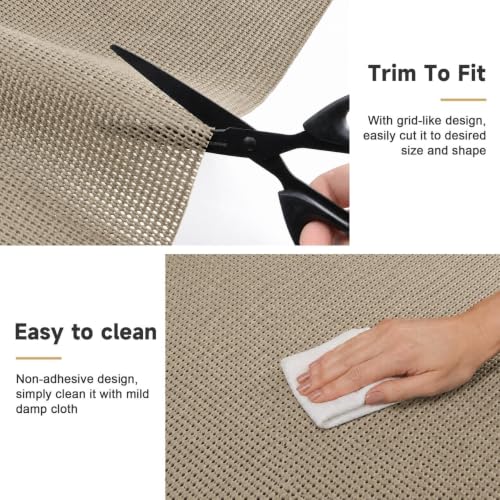 Non-Slip Shelf Liner for Kitchen Cabinets and Drawers, 12in x 10ft, Beige