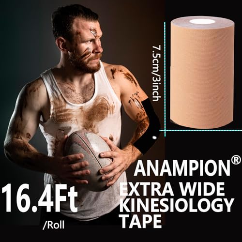 ANAMPION Waterproof Kinesiology Tape 3in×16.4ft Flesh - Support & Pain Relief