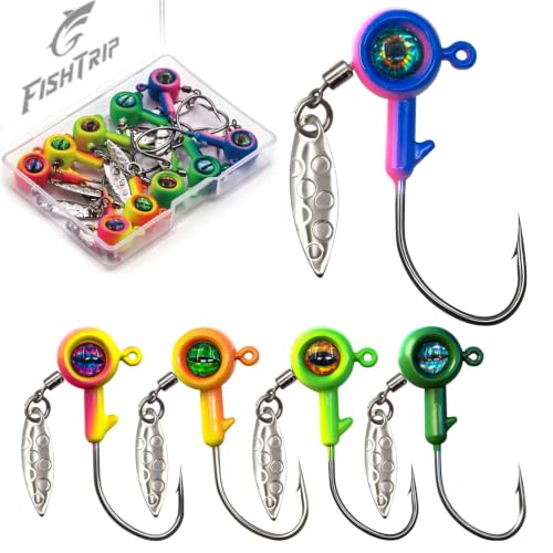 1/32 oz Crappie Fishing Jig Heads with Willow Blade - 10 Pcs