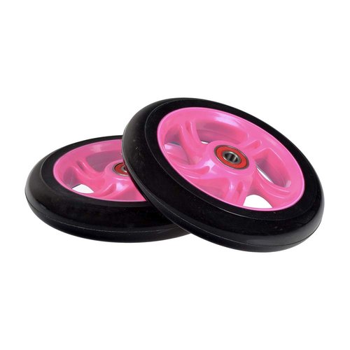 AlveyTech 125 mm Wheels for the Razor A3 Kick Scooter, Black Wheel Pink 5-Spoke Hub (Set of 2)