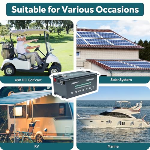 48V Lithium Golf Cart Battery 105AH - 200A BMS with App Monitor