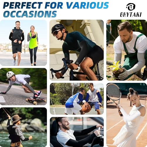 UPF 50 Sun Protection Arm Sleeves - 4 Pack Black, Dark Gray, White, Navy Blue
