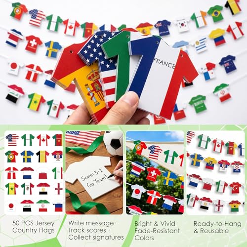 Soccer Jersey Flag Bunting Banner - 50 Country String Flags