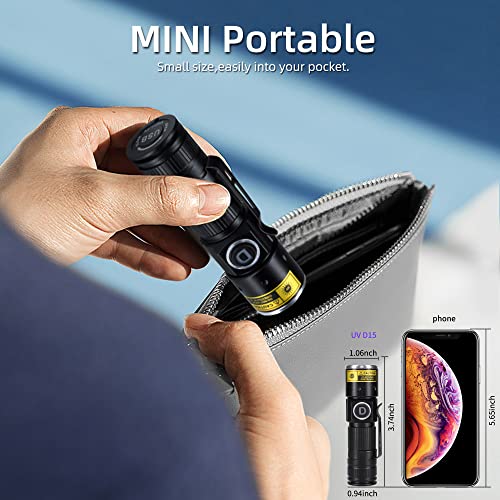 395nm UV Blacklight Flashlight - Mini Handheld Tool D15-UV 1-Pack